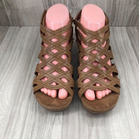 Baretraps Wedge Sandals Womens 8M Trella Brown Hook and Loop Shoes - Picture 6 of 12